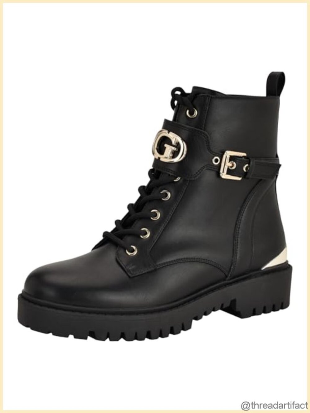 Combat Ankle Bootie Lace-Up Block Heel Zip Closure Round Toe